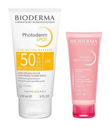 BIODERMA - BİODERMA PHOTODERM SPOT GÜNEŞ KREMİ 150 ML + BİODERMA SENSİBİO FOAMING GEL 45 ML TEMİZLEME JELİ SET